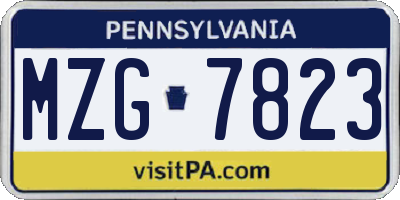 PA license plate MZG7823