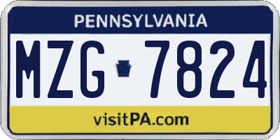 PA license plate MZG7824