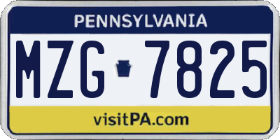 PA license plate MZG7825