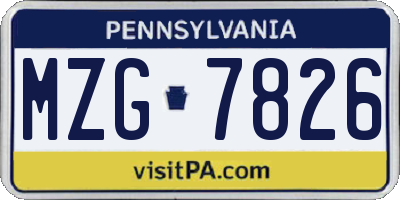 PA license plate MZG7826