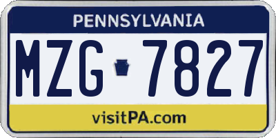 PA license plate MZG7827