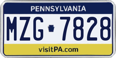 PA license plate MZG7828