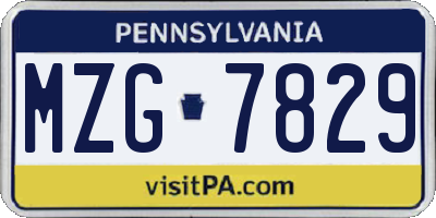 PA license plate MZG7829