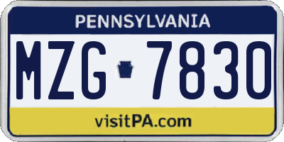 PA license plate MZG7830