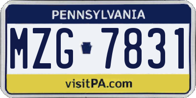 PA license plate MZG7831