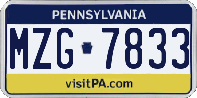 PA license plate MZG7833