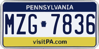PA license plate MZG7836