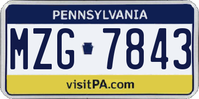 PA license plate MZG7843
