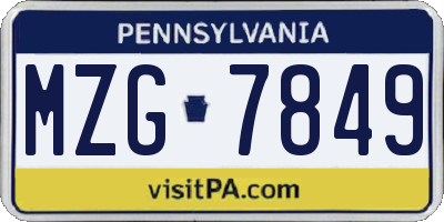 PA license plate MZG7849