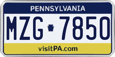 PA license plate MZG7850