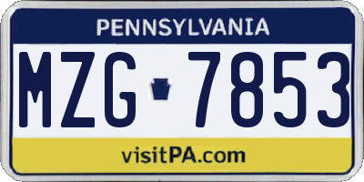 PA license plate MZG7853