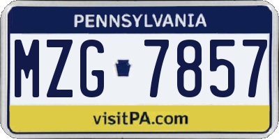 PA license plate MZG7857