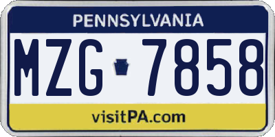 PA license plate MZG7858