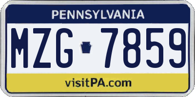 PA license plate MZG7859
