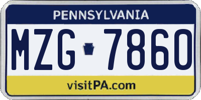 PA license plate MZG7860