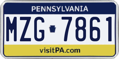 PA license plate MZG7861