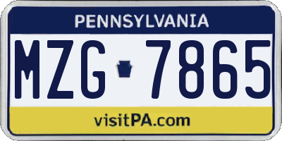 PA license plate MZG7865