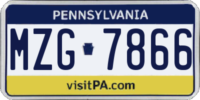 PA license plate MZG7866