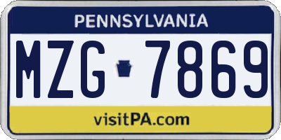 PA license plate MZG7869