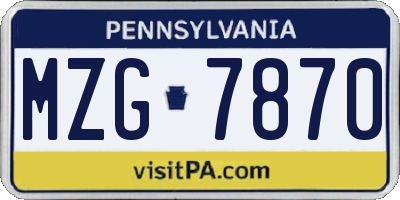 PA license plate MZG7870