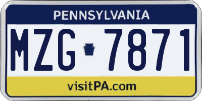 PA license plate MZG7871