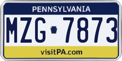 PA license plate MZG7873