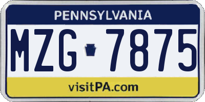PA license plate MZG7875