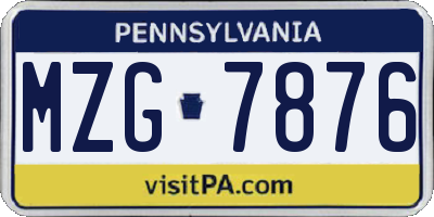 PA license plate MZG7876