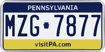 PA license plate MZG7877