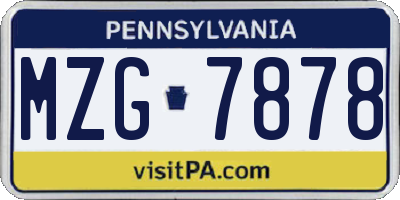 PA license plate MZG7878