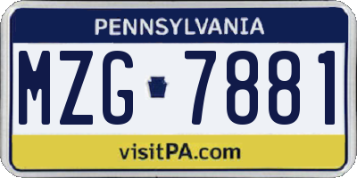 PA license plate MZG7881