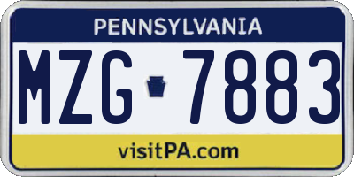 PA license plate MZG7883