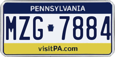 PA license plate MZG7884