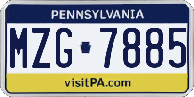 PA license plate MZG7885