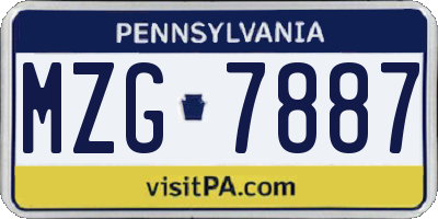 PA license plate MZG7887