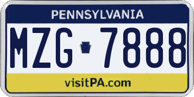 PA license plate MZG7888