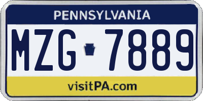 PA license plate MZG7889