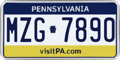 PA license plate MZG7890