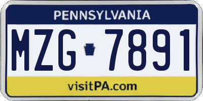 PA license plate MZG7891