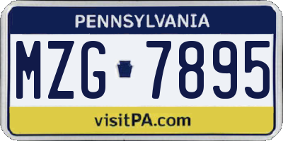 PA license plate MZG7895