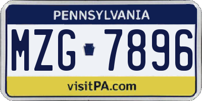 PA license plate MZG7896