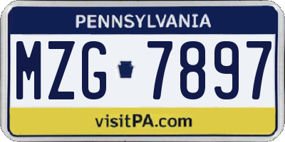 PA license plate MZG7897