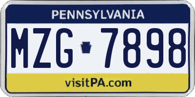 PA license plate MZG7898