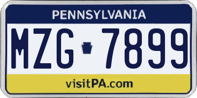 PA license plate MZG7899