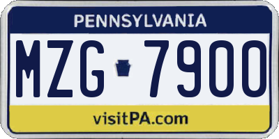 PA license plate MZG7900