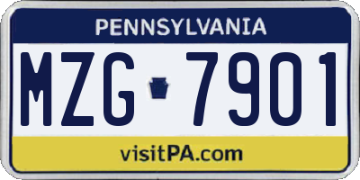 PA license plate MZG7901