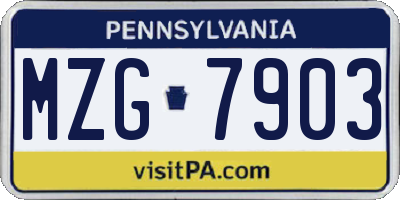 PA license plate MZG7903