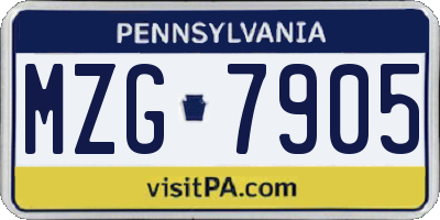 PA license plate MZG7905