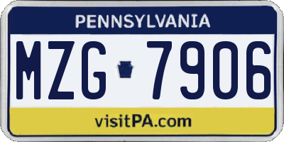 PA license plate MZG7906
