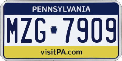 PA license plate MZG7909